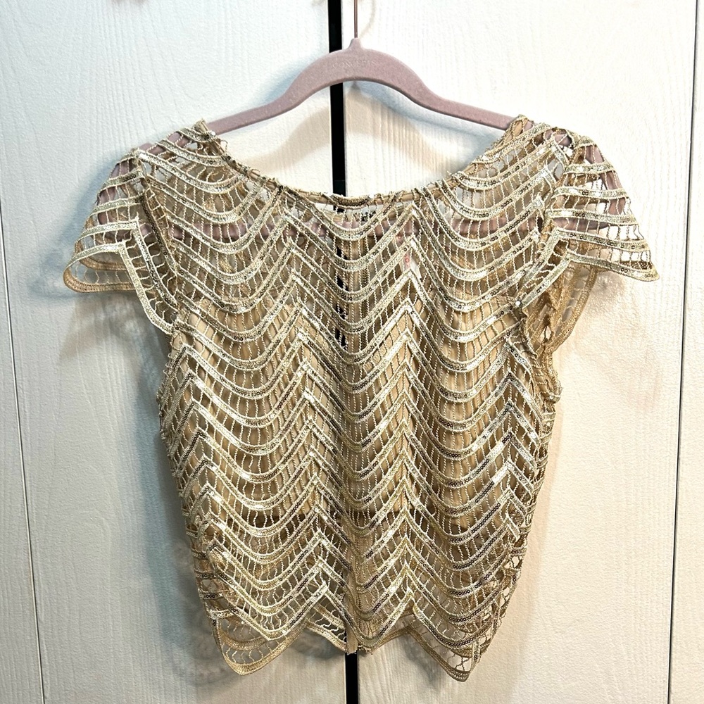 Elegant Gold Sequin Women's Crop Top